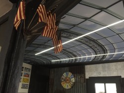 Plafond tendu verrière imprimé avec bande led encastré